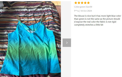 V-neck Sleeveless Chain Strap Women Vest Women's Summer Top Blouse Sexy Tie-dye Print Loose Camisole Top Female Clothing