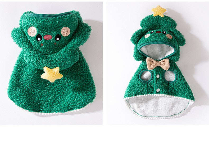 Roupas de Natal para Cães de Inverno Desenho Animado Vestido Médio e Grande Porte Golden Retriever Cão Grande Capa de Duas Pernas Vestido de Transformação