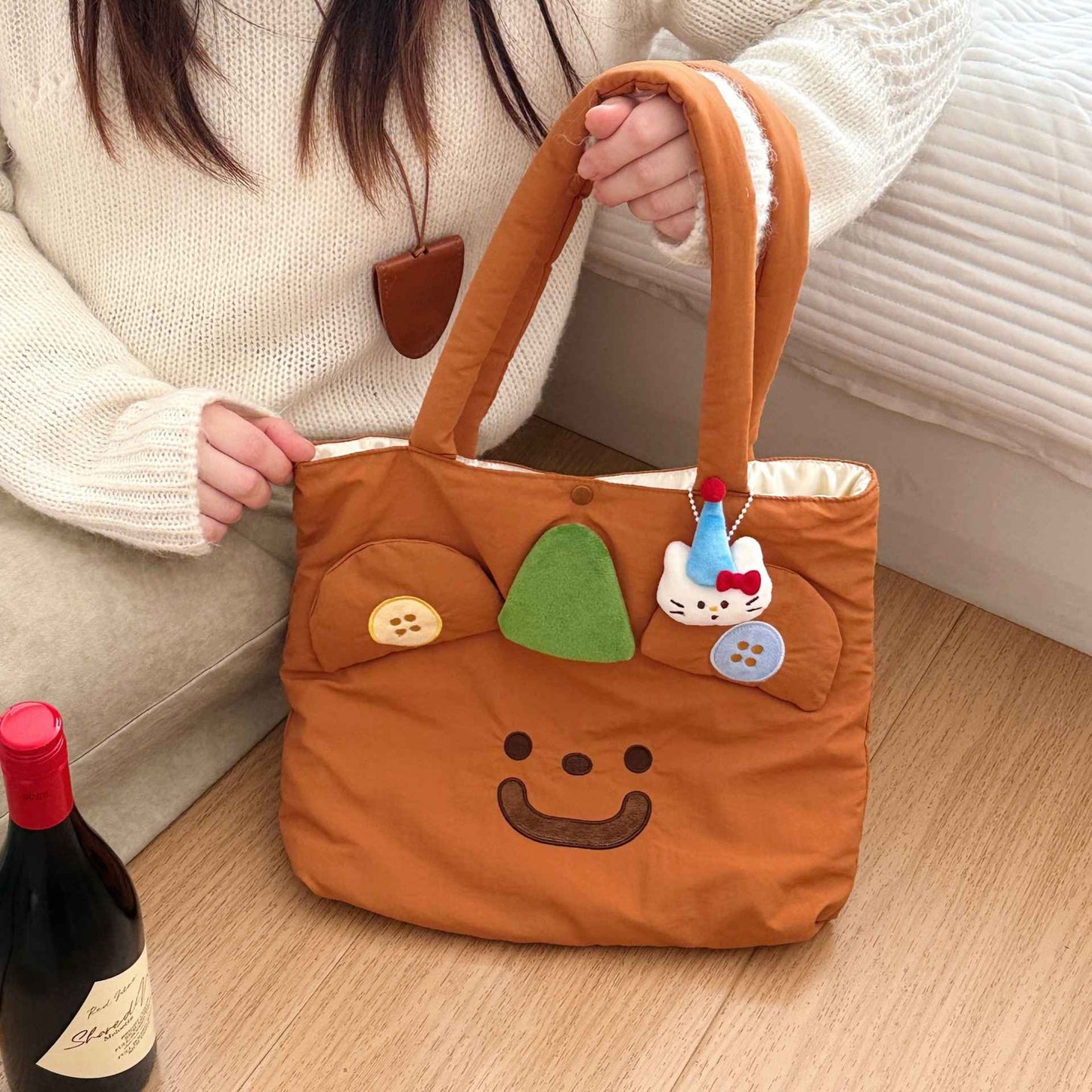 Cute Cartoon Shoulder Bag Versatile Autumn And Winter Casual Outdoor Bag Large Capacity Handbag