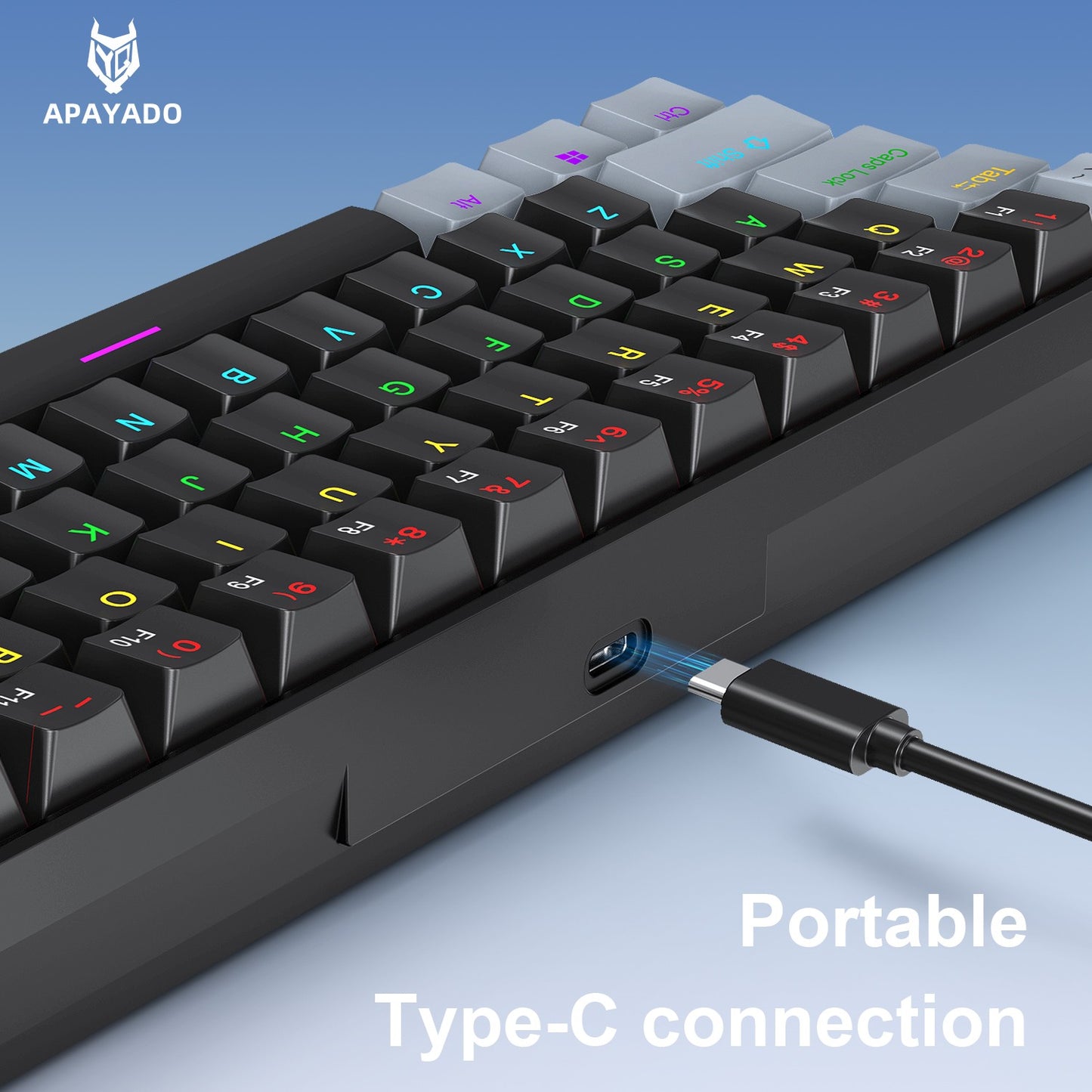 Teclado Mecânico RGB de 61 Teclas com Fio K61 Mini Teclado Portátil 60% Preto, Branco, Switches Vermelho/Azul para Jogos/Trabalho