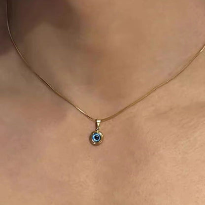 Colar com Pingente Simples Oval de Pedra da Lua e Água-marinha para Mulheres Meninas Corrente Cobra de Luxo Colar da Moda Joias Presentes