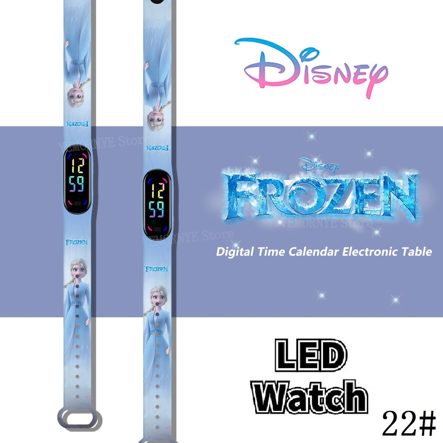 Disney Frozen Digital Kids' Watches Anime Figures LED Luminous Watch Touch Waterproof Electronic Sports Watch Kids Birthday Gift