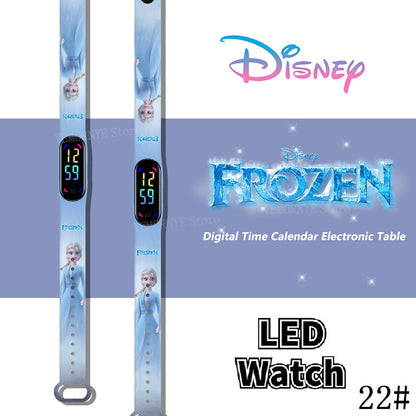 Disney Frozen Digital Kids' Watches Anime Figures LED Luminous Watch Touch Waterproof Electronic Sports Watch Kids Birthday Gift