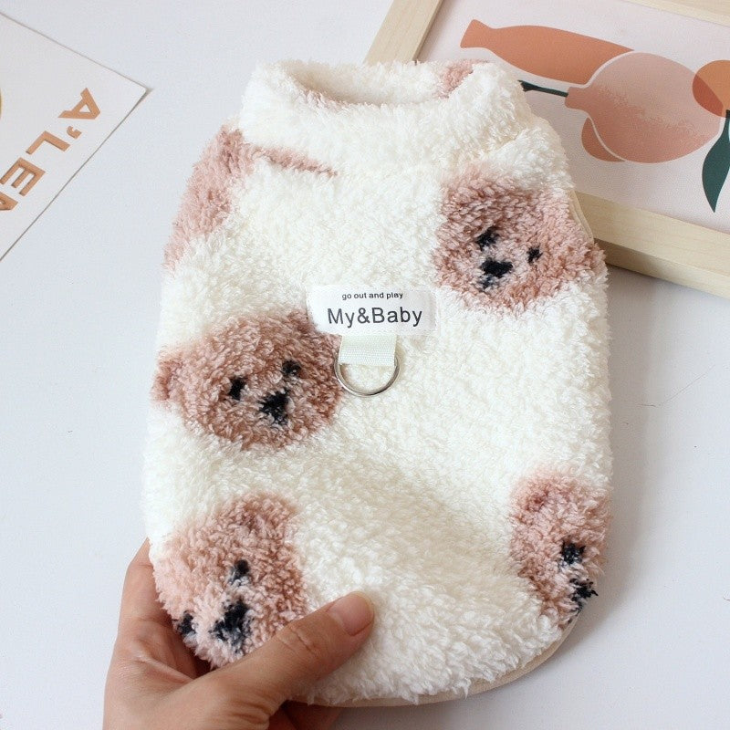 Colete de cachorro quente de lã, suéter de outono macio para animais de estimação, roupas de cachorro de luxo, moletons para filhotes, colete de gato com estampa animal, pulôveres para animais de estimação, roupas de poodle