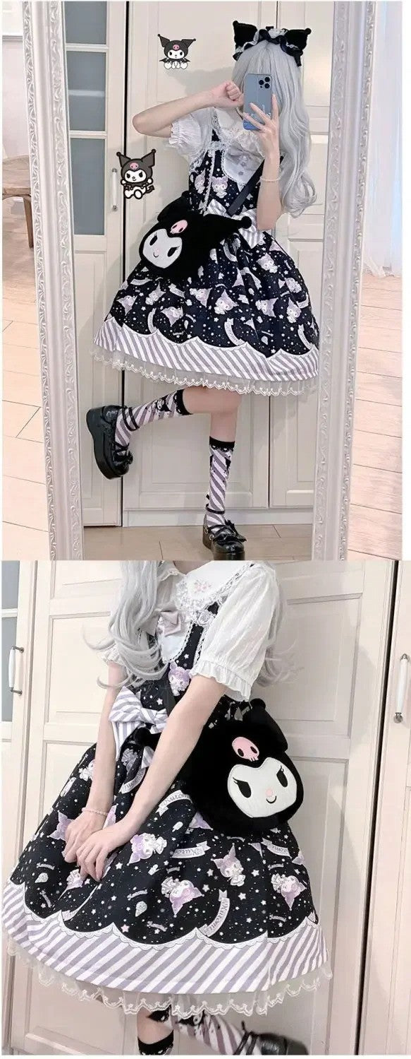 Cartoon My Melody Lolita Dress Kawaii Fashion Bow Lace Dress Printed Princess Dress Halloween Versatile Christmas Gift for Women