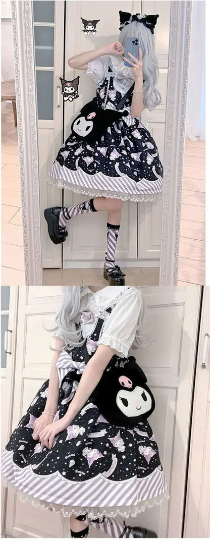 Cartoon My Melody Lolita Dress Kawaii Fashion Bow Lace Dress Printed Princess Dress Halloween Versatile Christmas Gift for Women