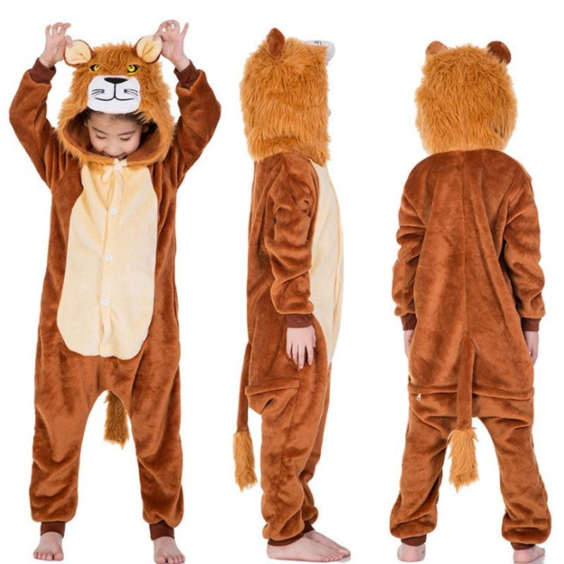 2-8Years Children's Unicorn Tiger Lion Fox Sika Deer Kigurumi Kid Onesie Pyjamas Cosplay Costumes for Halloween Carnival Party