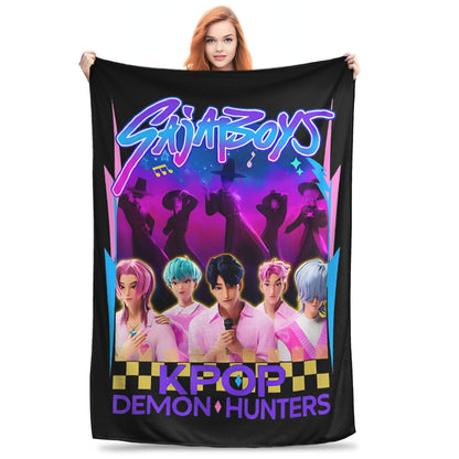 Saja Boys  Kpop Demon Hunters Blanket Fleece Summer   Multifunction Warm Throw Blanket for Bed Couch Bedspreads