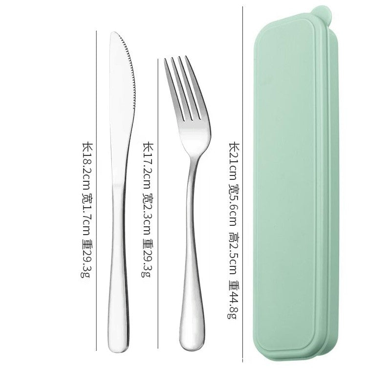 Portable Stainless Steel Cutlery Suit with Storage Box Chopstick Fork Spoon Knife Travel Tableware Set Camping Cutlery
