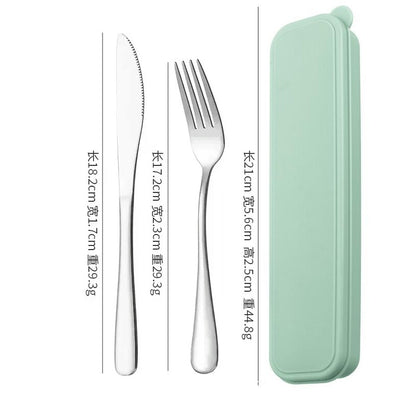 Portable Stainless Steel Cutlery Suit with Storage Box Chopstick Fork Spoon Knife Travel Tableware Set Camping Cutlery