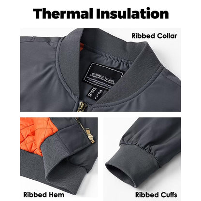 MAGCOMSEN Men's Aviator Jackets Thick Warm Orange Lining Bomber Jackets Fall Winter Casual Windproof Coats