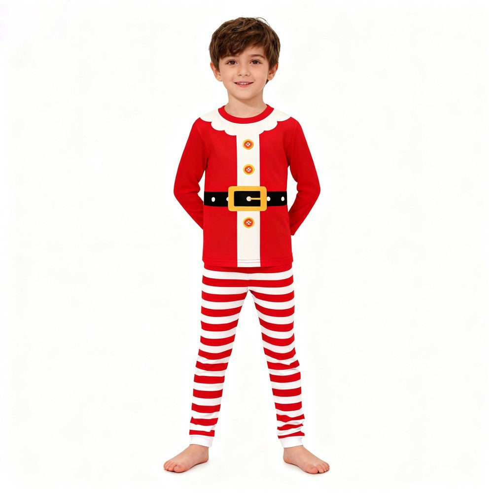 Boys Girls Christmas Pajamas Set Children Elf & Santa Costumes Baby Pijama Kids Long Sleeve Striped Pants Sleepwear For Xmas