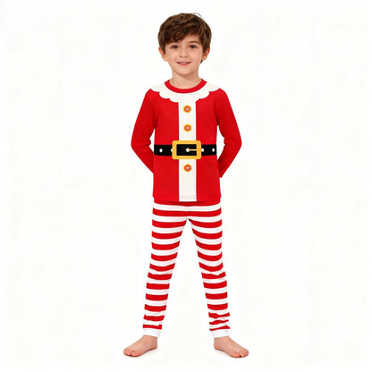 Boys Girls Christmas Pajamas Set Children Elf & Santa Costumes Baby Pijama Kids Long Sleeve Striped Pants Sleepwear For Xmas