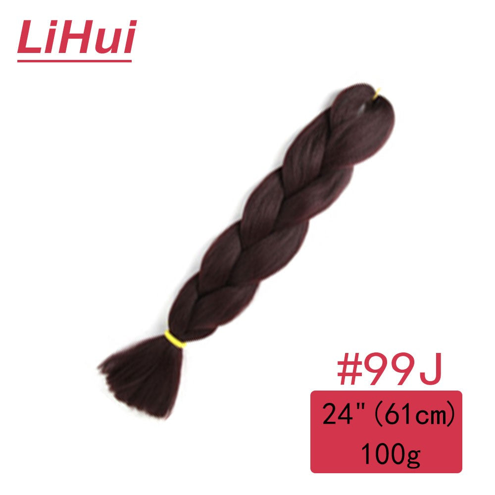 Cabelo Sintético Trança Jumbo 24 Polegadas Ombre Jumbo Extensão de Cabelo para Mulheres Tranças DIY Roxo Rosa Amarelo Cinza Lihu