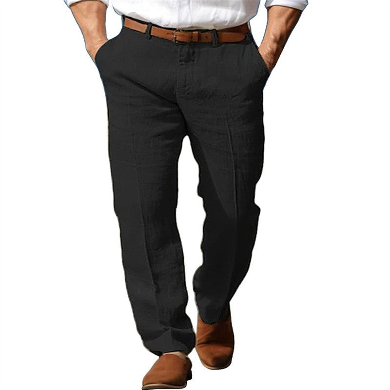 Men's Formal Linen Summer Pants Straight Tube Solid Color Comfortable Breathable Formal Business Fashion Basic Style Trousers