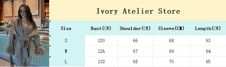 Solid Lace Up Faux Fur Sleeve Jacket Woman Elegant Mid-length V-neck Woolen Blend Coat Autumn Casual Fashion Scarf Outwear 2025