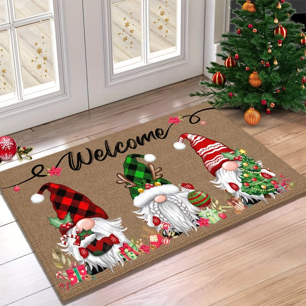 VIKAMA Christmas Elf Living Room & Bedroom Door Mat-Winter Holiday Decor With Anti-Slip Soft Material, Machine Washable