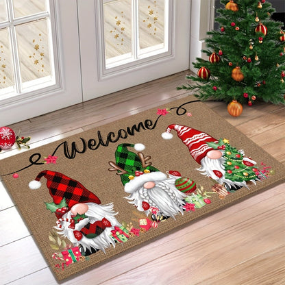 VIKAMA Christmas Elf Living Room & Bedroom Door Mat-Winter Holiday Decor With Anti-Slip Soft Material, Machine Washable