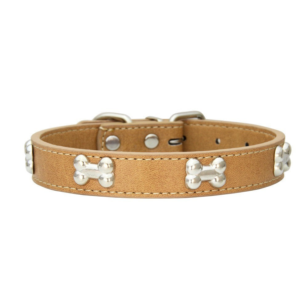 Novas coleiras de couro duráveis para cães, coleiras para filhotes de pug para cães pequenos e grandes, coleira de pescoço GXQ13