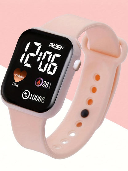 Set of 6 minimalist square LED watches with butterfly pearl jewelry