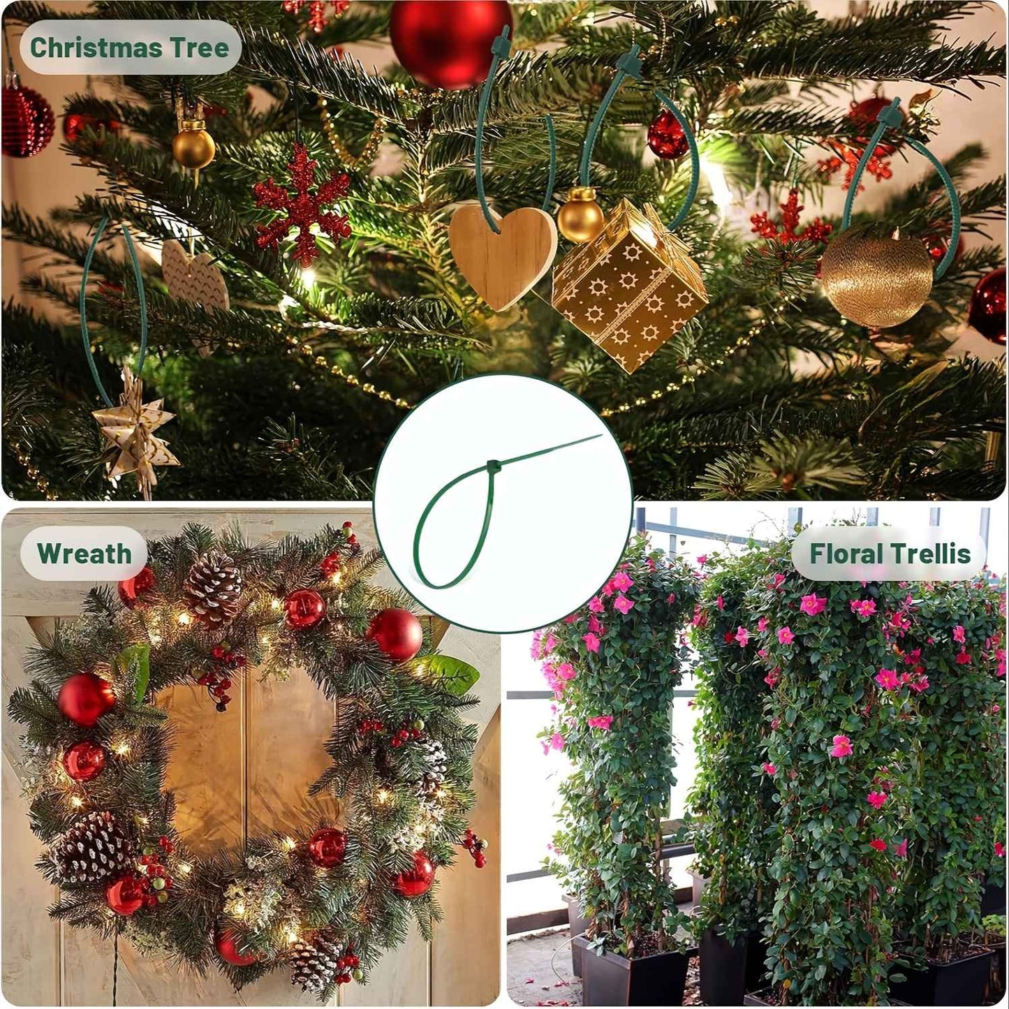 Reusable Adjustable Plastic Plant Cable Ties for Garden Vines, Trees, and Shrubs Support, Locking Nylon Zipper Organizer Tools