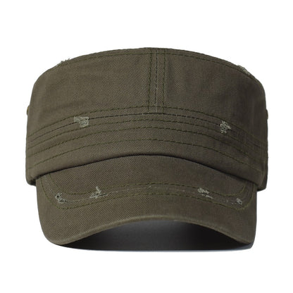 Four Seasons Washed Cotton Flat Caps Men Women Military cap Unique Design Vintage Flat Top Hat