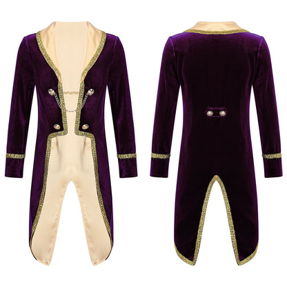 Boys Girls Prince Tuxedo Jacket Turn-Down Collar Coat Halloween Masquerade Theme Party Cosplay Costume Birthday Party Tailcoat