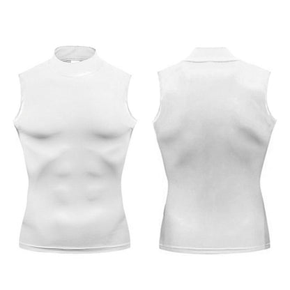 Training Exercise Sleeveless T-shirts Men Fitness Running Vests Turtleneck Elastic Quick Dry Compression Shirt Gym Tank Tops