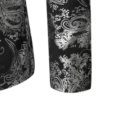 Men's Slim Fit Print Blazer Jacket 2025 Fashion Handsome Business Casual Silver Stage Show Suit Small Menswear