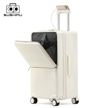 sushimu Suitcase Wide Handle Travel Suitcase Men 20 24 26 Carry-On Luggage Women PC Aluminum Frame Trolley Case