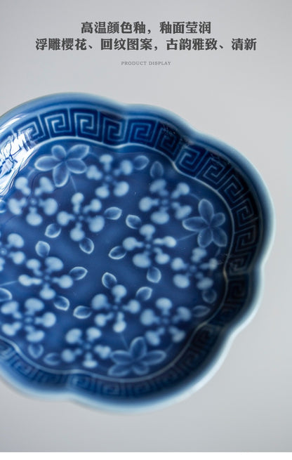 Chinese Style High Leg Fruit Dishes Ancient Pastry Plate Fruit Plate Appetizer Serving Platter Household Plates For Food Craft