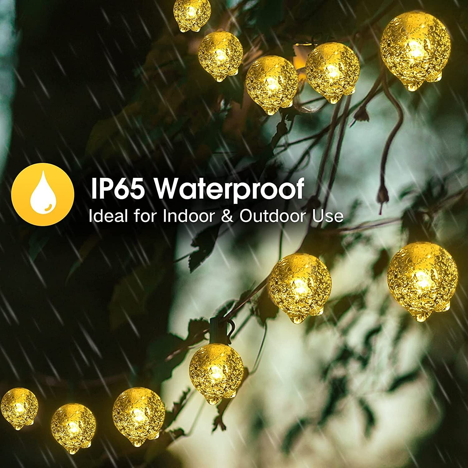 Solar String Lights Outdoor 200 Led Crystal Globe Lights Waterproof Solar Festoon Fairy Light for Garden Christmas Outdoor Decor