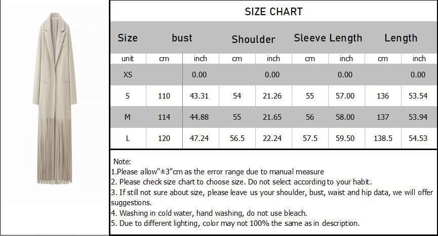 Fashion Tassel Solid Color O-neck Overcoat Woman 2024 Autumn Winter Loose Temperament Long-sleeve Pocket Coat Female Streetwear