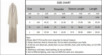 Fashion Tassel Solid Color O-neck Overcoat Woman 2024 Autumn Winter Loose Temperament Long-sleeve Pocket Coat Female Streetwear