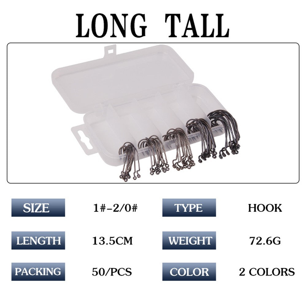 50 Pçs/Caixa Anzol Jig Crank Barbed Hook Wide Offset Fishhook Anzol Minhoca Larga Isca Macia Anzol Offset para Minhoca Macia Jig Mold Hooks