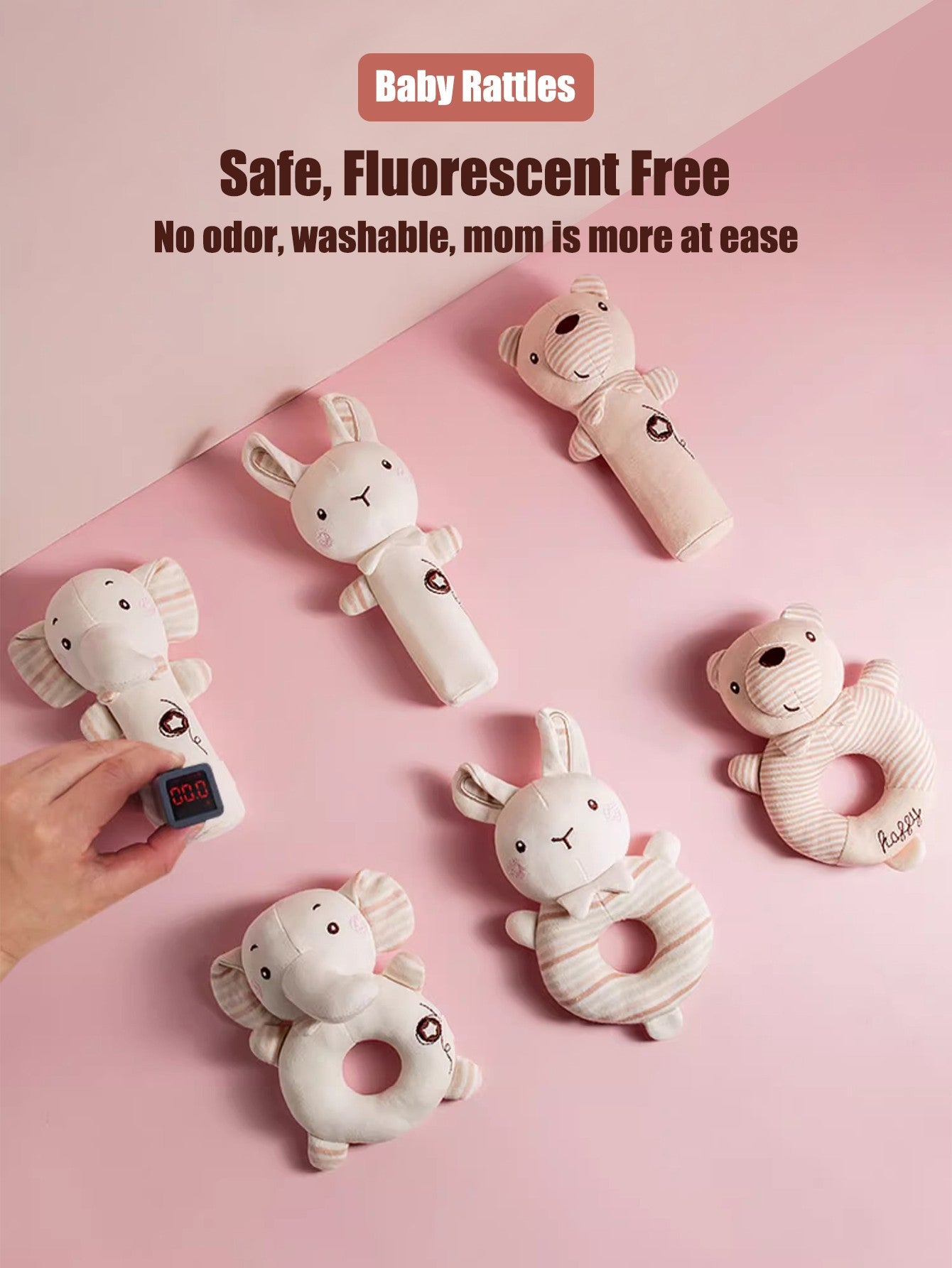 1PCS 0-6 months Baby Hand Shaker Newborn Comfort Toy Baby 0-1 Year Old Toy Baby Stick and Round Rattle