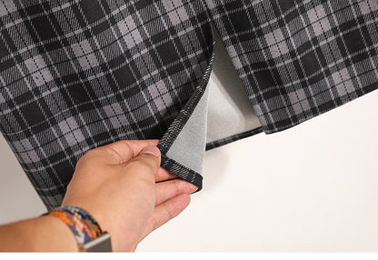 Plus Size Skirt Women 2024 Autumn Winter High Elastic Waist A Line Gray Or Khaki Plaid Skirt Korean Casual Long Skirts Womens