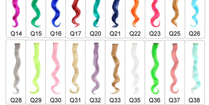 Cabelo Sintético Arco-Íris Ondulado, Extensões de Cabelo Longas, Extensões de Cabelo com um Único Clipe, Perucas Coloridas de Fibra Sintética, Cabelo Falso 20";;VERDADEIRO;;"Q33,20inches