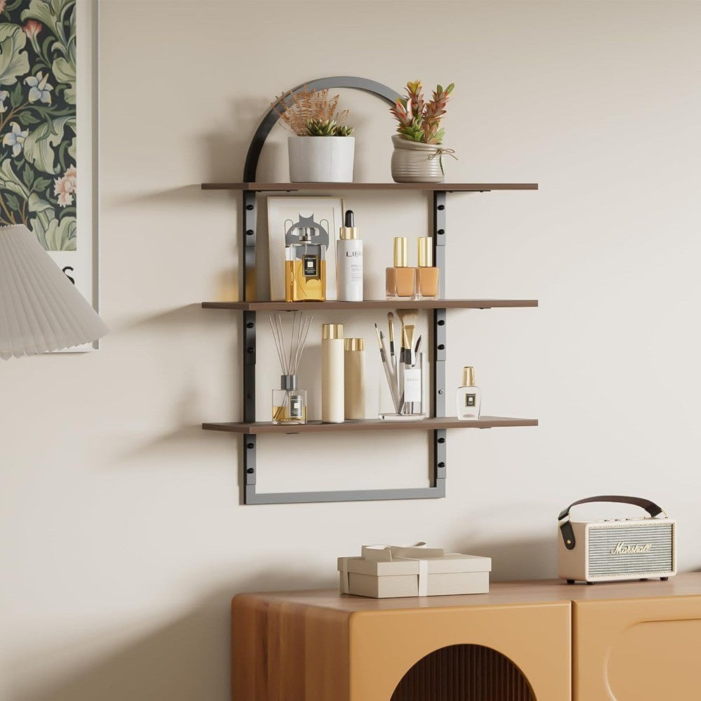 3-Tier Wall-Mounted Shelving Unit, 24 x 31.5, Suitable for Various Rooms Including Bathroom, Bedroom, Toilet, Kitchen, Living Ro