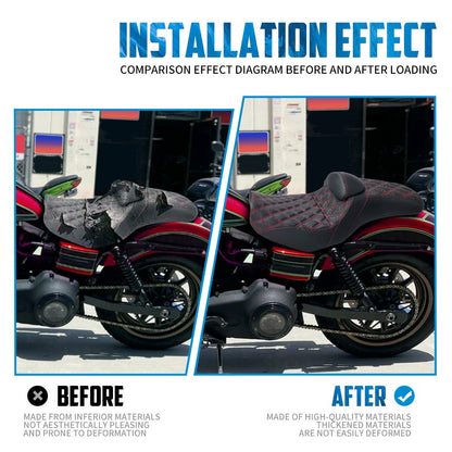 Assento de passageiro com encosto para motocicleta, banco duplo com almofadas para Harley Dyna Fat Bob Low Rider FXDL FLD 2006-2017