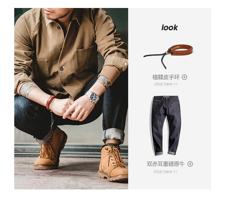Maden Amekaji Jacket Men's American Casual Vintage 4 Pockets Jackets Outdoor Cotton Lapel Coats Uncle Fu Retro Fashion Outwear