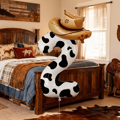 2pcs-40 inch 0-9 digital and hat balloon set, suitable for birthdays, farm themed parties, and New Year celebrations