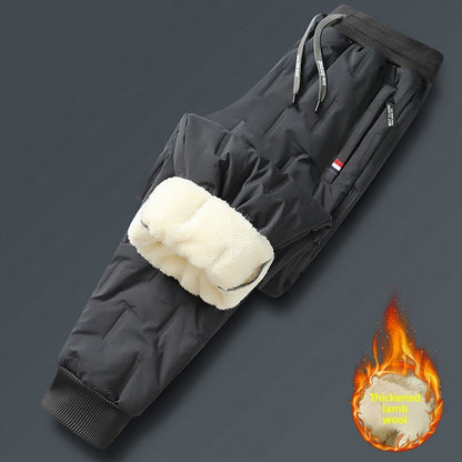Men's Cargo Trousers Man Pants Plus Sweatpants Large Size Winter Warm Fleece Outer Y2k Alo Black Wear Thickened Baggy