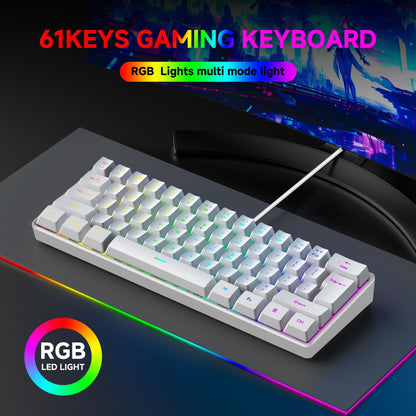 Wired Keyboard Mechanical Feel 61 Keys Usb Wired Gaming RGB Backlit Keyboard PC Gamer Accessories for Computer Gamers Ofiice