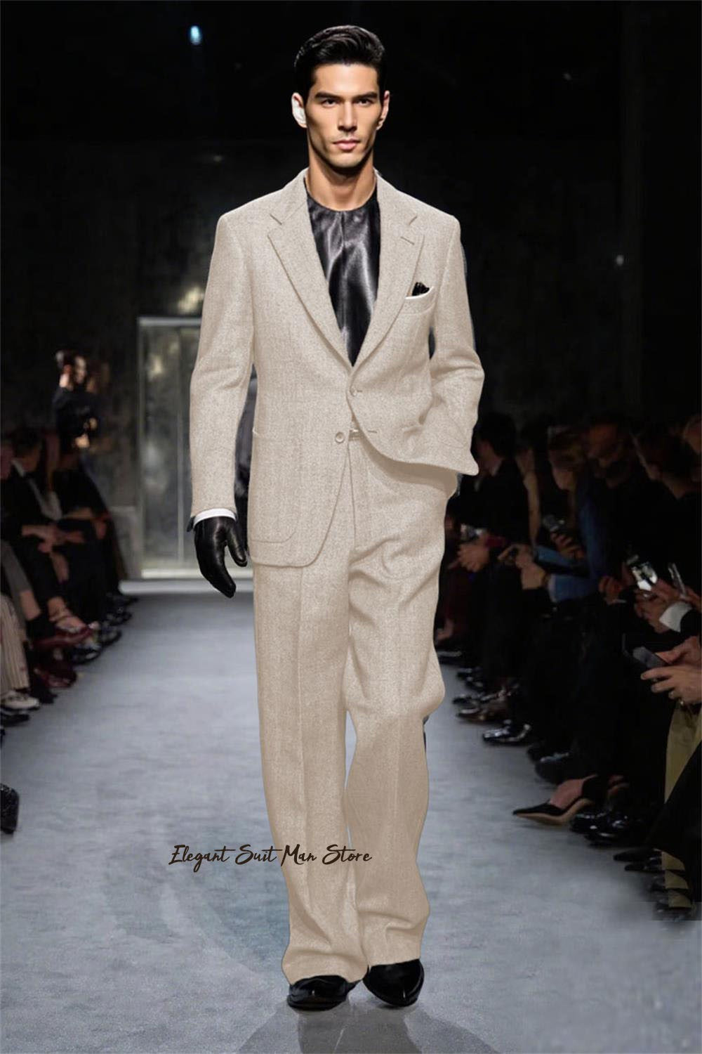 2025 Latest men's Fall Winter suit 2 piece set(Jacket+Pants) Black grey men thick business suit set Wool blend fashion Man suit