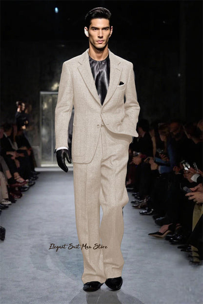 2025 Latest men's Fall Winter suit 2 piece set(Jacket+Pants) Black grey men thick business suit set Wool blend fashion Man suit