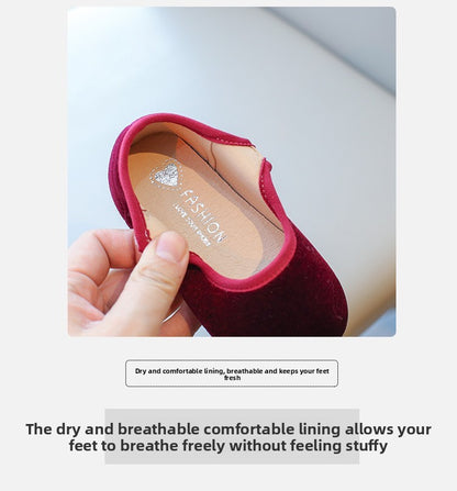 2025 Princess Flat Shoes for Baby Girls Kids Autumn Vintage Soft-sole Flatties with Low-cut Uppers Children Flats