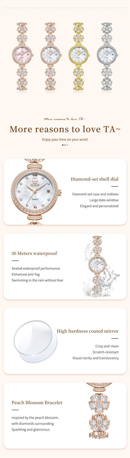 OLEVS 5638 Women Watches Original Elegant Quartz Watch Waterproof Luminous Date Ladies Set Bracelet Watch Girls Gift Reloj Mujer