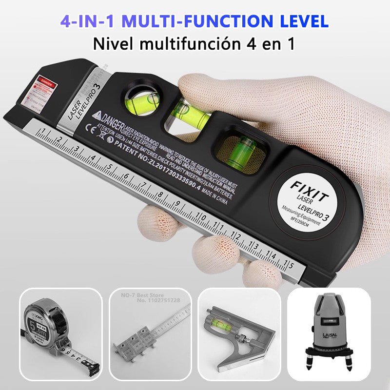 Ferramenta Niveladora a Laser, Nível a Laser Multiuso de Precisão com Tripé Opcional, Linha Transversal Padrão Ajustável a Laser 2,5m/8 pés