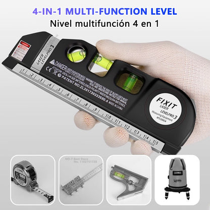 Ferramenta Niveladora a Laser, Nível a Laser Multiuso de Precisão com Tripé Opcional, Linha Transversal Padrão Ajustável a Laser 2,5m/8 pés